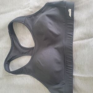 Avia Black Sports Bra with Racerback Design and Elastic Support